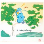 After John Lennon (1940-1980) - 'Monkey Chattering', serigraph, signed in pencil by Yoko Ono,