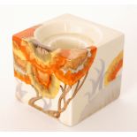 Clarice Cliff - Rhodanthe - A cube candlestick from the As You Like It table setting,