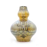 Loetz - An early 20th Century Candia Papillon glass vase of double gourd form with silver banding