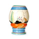Clarice Cliff - Tulips - A shape 362 vase circa 1933 hand painted with a cottage and garden