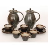 Michael Leach - Yelland Pottery - A studio pottery coffee set comprising coffee pot,