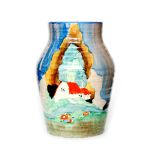 Clarice Cliff - Newlyn - A small Isis vase circa 1936 hand painted with a stylised tree and cottage