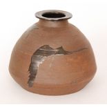 Janet Leach - St Ives - A large hand thrown vase of compressed ovoid form,