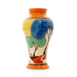Clarice Cliff - Blue Autumn - A shape 14 Mei Ping vase circa 1930 hand painted with a stylised tree