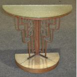 Unknown - A limed oak consul table of demi lune form,