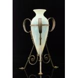 James Powell & Sons - A large tear form vase with everted rim and a shallow diamond mould body in
