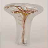 William Walker - A 20th Century Studio glass vase of slender form to a wide tapered neck decorated