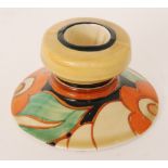 Clarice Cliff - Floreat - A squat candlestick circa 1930 hand painted with stylised flowers,