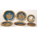 Paladin China, E Hughes & Co - A 1920s Art Deco part sandwich set comprising four 17cm plates,