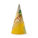Clarice Cliff - Brookfields - A conical sugar sifter circa 1936 hand painted with a stylised tree