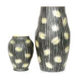 Albert Hallam - Beswick - Two post war vases of varying form each decorated in a matt black glaze
