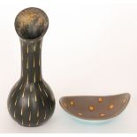 Albert Hallam - Beswick - A post war shape 1351 vase decorated in matt black with a gilt linear