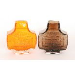 Geoffrey Baxter - Whitefriars - A Textured range TV glass vase in Tangerine, pattern 9677,