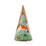 Clarice Cliff - Forest Glen - A conical sugar sifter circa 1936 hand painted with a stylised tree