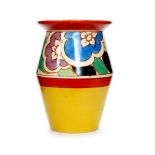 Clarice Cliff - Gardenia (Red) - A shape 342 vase circa 1931 hand painted with a band of stylised