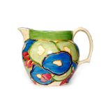 Clarice Cliff - Blue Chintz - A large Perth shape jug circa 1932 hand painted with stylised flowers