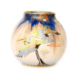 Carlton Ware - A 1930s Art Deco ovoid vase decorated in the Sketching Bird pattern with an enamel
