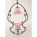 Unknown - A late 19th to early 20th Century ceiling mounted light fitting in the Art Nouveau taste
