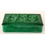 Heinrich Hoffmann - A 1930s green malachite glass box and cover of rectangular form the lid relief