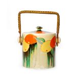 Clarice Cliff - Delecia Citrus - A Hereford biscuit barrel circa 1932 hand painted to the base and