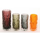 Geoffrey Baxter - Whitefriars - A group of Textured range glass including a 9690 Aubergine Bark