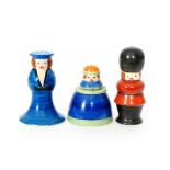 Clarice Cliff - United Services - A three piece cruet set circa 1932,