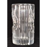 Bertil Vallien - Boda Afors - A clear crystal glass vase of cylindrical form with a deep wall cut