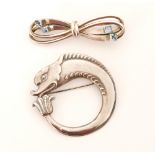 Unknown - A 1960s hallmarked silver sterling silver fish brooch Birmingham 1966,