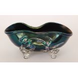 Thomas Webb & Sons - A late 19th Century Bronze Ware glass bowl of folded elliptical form with