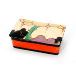 Clarice Cliff - Summerhouse - A rectangular lidded box circa 1931,