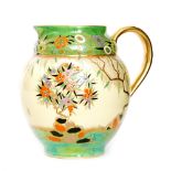 Carlton Ware - A 1930s Art Deco jug decorated in the Mandarin Tree pattern with gilt and enamel