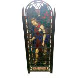 Unknown - Possibly Birmingham Guild - A large Arts and Crafts stained glass panel with domed top