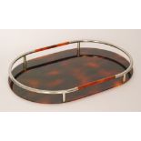 Unknown - A 1930s Art Deco serving tray of oval section in a faux tortoise shell plastic with a