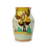 Clarice Cliff - Ferndale (Variant) - A small Isis vase circa 1937 of shouldered ovoid form,