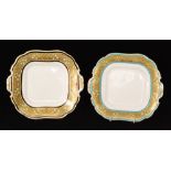 Attributed to Christopher Dresser - Minton - Two late 19th Century square shallow plates each with
