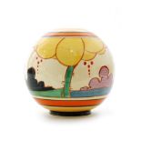 Clarice Cliff - Summerhouse - A shape 370 Globe vase circa 1931 hand painted with a stylised tree