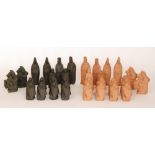 Margaret Holder - A post war chess set comprising thirty two pieces,