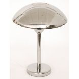 Unknown - A chromium plated table lamp of mushroom form, height 42cm.