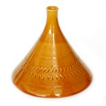 Christopher Dresser - Linthorpe Pottery - A shape 114 vase of conical form glazed in yellow with an