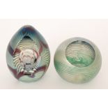 Richard Golding - Okra - A limited edition paperweight of tear form with pulled iridescent trails