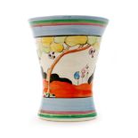 Clarice Cliff - Tulips - A shape 572 vase circa 1934 hand painted with a stylised cottage garden