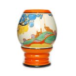 Clarice Cliff - Secrets (Orange/Seven Colourway) - A shape 362 vase circa 1933 hand painted with a