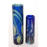 Richard Golding - Okra - A studio glass cylinder vase decorated with stylised flowers amongst