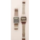 Seiko - A 1970s Japanese gentleman's stainless steel C359 stylus operated calculator alarm watch