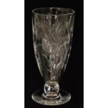 Irene Stevens - Webb Corbett - A post war clear crystal glass vase of footed form rising to a ball