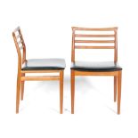 Erling Torvits for Soro Stolefabrik - Six teak laddderback dining chairs with black vinyl