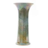 Ruskin Pottery - A large 1920s lily vase decorated in a streaked and mottled lustre glaze in tones