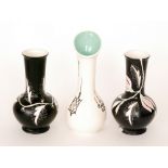 Attributed to Albert Hallam - Beswick - Three post war vases comprising two shape 1773 in black and