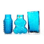 Geoffrey Baxter - Whitefriars - A group of Textured range Kingfisher Blue glass comprising a