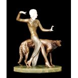 In the manner of Josef Lorenzl - A large 1930s Art Deco bronze and ivory figure modelled as a